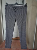 up2fashion 42 spodnie proste strecz wzorek kremowe czarne