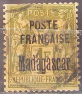 Madagaskar kolonia francuska stary znaczek z nadrukiem (6/30