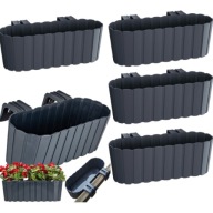 4X DONICZKA DONICA OWALNA BALKONOWA NA BALUSTRADĘ HAKI SKRZYNKA NA KWIATY