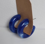 Niebieskie granatowe kolczyki otwarte szerokie koła zapinane na sztyft