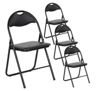 Składane krzesła ze sztucznej skóry - zestaw 4szt.