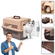 DUŻY TRANSPORTER DLA PSA KOTA KRÓLIKA KLATKA KOJEC SKŁADANY BRĄZ 48X31X30CM