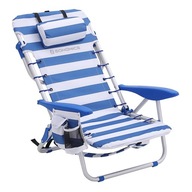 Krzesło plażowe aluminiowe składane regulowane niebiesko białe paski