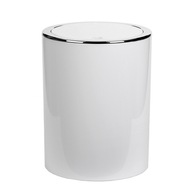 KOSZ NA ŚMIECI BIAŁY 5L DO ŁAZIENKI BIURA SOLIDNY SREBRNE ZDOBIENIE MODNY