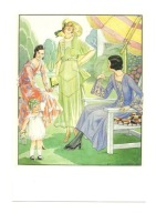 Pocztówka - Młode kobiety z dzieckiem w ogrodzie / l. 30-te