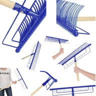 GRABIE OGRODOWE METALOWE DO LIŚCI TRAWY Z DREWNIANYM TRZONKIEM WZMOCNIONE