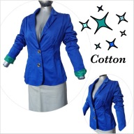 kobaltowa dopasowana marynarka z zieloną podszewką Cocomore 42