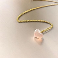 CHARRIS BLEU Pozłacany Naszyjnik Srebro Silver 925 Serce z Różowym Kwarcem