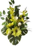 Bukiet cmentarz kalie piwonia gerbera zieleń