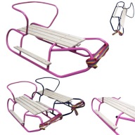 SANKI DREWNIANE POLSKIE ŚLIZG Z OPARCIEM METALOWE PODNÓŻKI DLA DZIECI