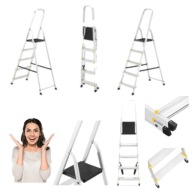 DRABINA ALUMINIOWA SKŁADANA ROZKŁADANA DOMOWA JEDNOSTRONNA 5 STOPNIOWA