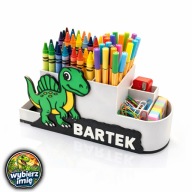 ORGANIZER PRZYBORNIK NA BIURKO DINOZAUR - zielony spinozaur WYBIERZ IMIĘ