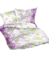 pościel z satyny 160x200 + 2x70x80 zamek S Dmuchawce fiolet D-x