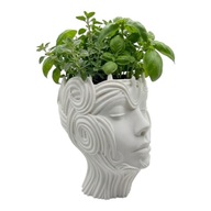 Doniczka Artystyczna biała tworzywo sztuczne rzeźba kobieta głowa sztuka 3D