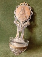 Piękna zabytkowa kropielnica - oryginał z okresu / mosiądz srebrzony