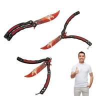 NÓŻ MOTYLKOWY SKŁADANY GŁADKIE OSTRZE TRENINGOWY ALUMINIOWA RĘKOJEŚĆ BSH