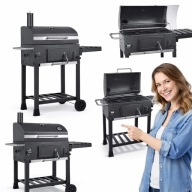 GRILL WĘGLOWY OGRODOWY KOMIN ŻELIWNY RUSZT 57 x 43cm + TERMOMETR DUŻY