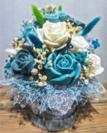 Flower box sojowe kwiaty róże prezent na urodziny rocznicę wieczne kwiaty