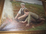 Moge Zmienic Cenę-- Pieczenie Ziemniaków Obraz stary olejny