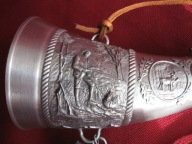 ANTYK RÓG DEKORACYJNY MYŚLIWSKI ZNAK CYNY SIEGFRIED KRESS & SOHN GERMANY