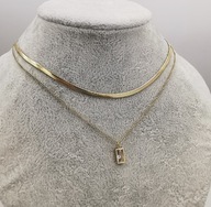 58422 Celebrytka złota stal chirurgiczna podwójna z kryształkiem