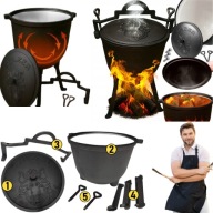 KOCIOŁEK ŻELIWNY EMALIOWANY GARNEK WĘGIERSKI MYŚLIWSKI NA GRILL OGNISKO 10L