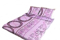 pościel z bawełny 180x200 + 2x70x80 guzik B 150 fioletowe zakola