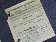 dwa potwierdzenia wpłaty za rower Łucznik Extra 1937 PWU FB Radom