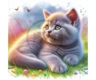 Panel z nadrukiem wodoodporny na torbę 45/45cm kot kociak oxford