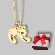 Naszyjnik dwie stópki - grawer gratis - napis - prezent