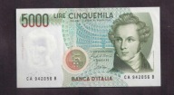 Włochy - banknot - 5000 Lira 1985 rok