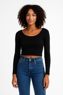 RESERVED – Czarny crop top z długim rękawem M