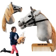 HOBBY HORSE KOŃ NA KIJU A3 KONIK GŁOWA KONIA PATYKU Z GRZYWĄ + GRZEBIEŃ