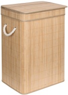 KOSZ BAMBUSOWY NA PRANIE BIELIZNĘ KUFER Z POKRYWĄ POJEMNIK SKŁADANY 80L