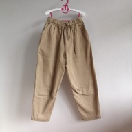 Bawełna ideał Z A R A 134 beżowe spodnie szerokie balloon dziewczęce (344)