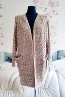 KARDIGAN NARZUTKA JASNOBEŻOWY prążkowany MAXI SEXY