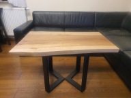 Stolik kawowy, Loft, Industrial, Monolit, Lite drewno, Orzech