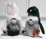 Krasnale 2 sztuki rękodzieło szyte na szczęście skrzaty świąteczne