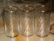 WIEKOWE KRĘCONE SZKLANKI HAND MADE ZŁOTY PAS 3 SZT DUŻE O,5L