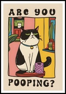 A3 ŚMIESZNY PLAKAT DO ŁAZIENKI TOALETY WC Z KOTEM KOT, ARE YOU POOPING?