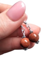 PP06 Kolczyki kamienie PIASEK PUSTYNI - delikatna kulka 10mm