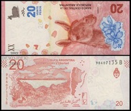 BNB - ARGENTYNA 20 Pesos 2017 seria B nr 98407133 # P361 # GUANAKO # UNC