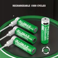 WIELOKROTNE BATERIE PALUSZKI AKUMULATORKI AA 4255mWh 4SZT , ŁADOWANIE USB C