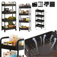 WOLNOSTOJĄCA SZAFKA MOBILNA NA KÓŁKACH PÓŁKA REGAŁ 4 POZIOMY BLOKADA KÓŁEK