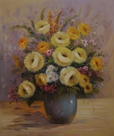 Obraz olejny – „Astry” – 51 × 61 cm – lata 80. XX w.