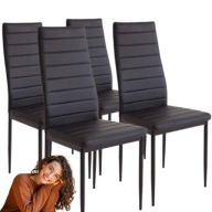 KRZESŁO TAPICEROWANE ZESTAW 4 SZTUKI DO KUCHNI NA TARAS DO BIÓRA CZARNE