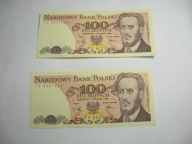 100 zł 1988 PR 2 banknoty kolejne numery