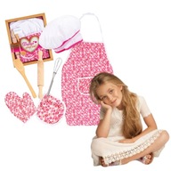 ZESTAW MAŁY KUCHARZ FARTUSZEK KUCHENNY DLA DZIECI CZAPKA KUCHARSKA AKCESORI