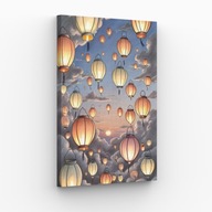 Obraz na płótnie 40x70 Latające Lampiony nocny pejzaż 2| Pomysł na prezent