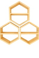 Duża półka ścienna drewniana heksagon dekoracyjna półka ścienna